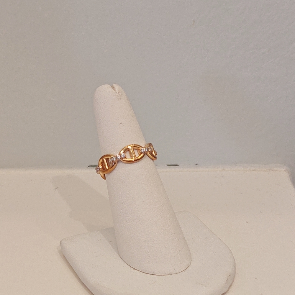 MaiaMina Vero Pave Mariner Chain Adjustable Ring Gold